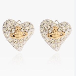 New Vivienne Westwood Heart Shaped Earrings Including Dust Bag